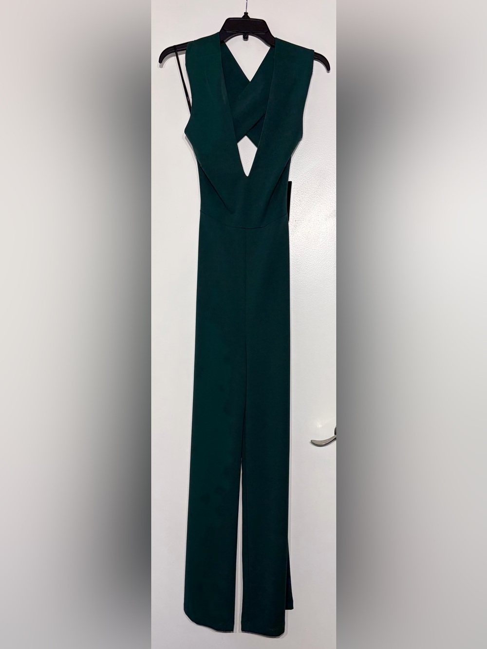 Lulus Green Criss Cross Open Back Wide Leg Jumpsuit Size S